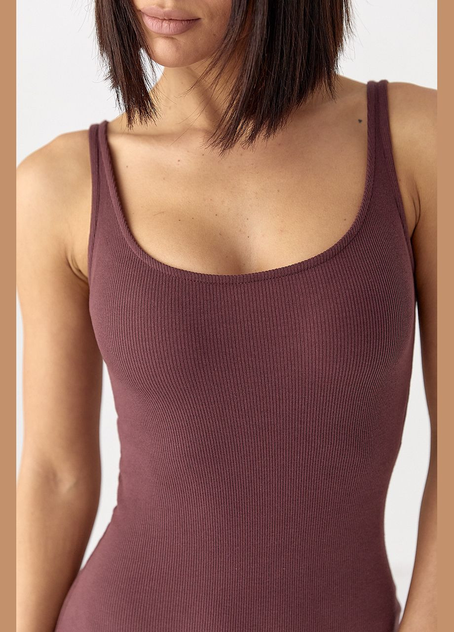 Спортивный комбинезон в рубчик - черный Lurex коричневый спортивный трикотаж