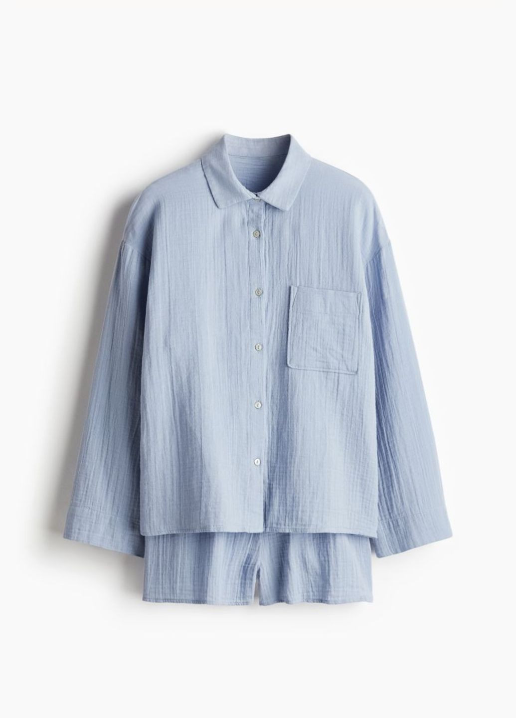 Голубая всесезон муслиновый комплект H&M сорочка/шорти