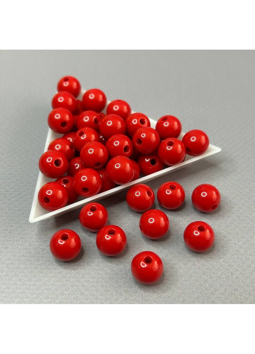 (20 гр) Бусины пластик Ø10мм - красный Plus-plus (352749377)