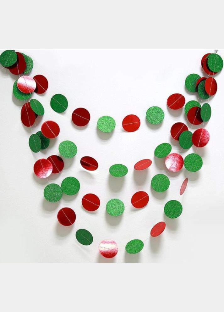 Новорічна гірлянда на нитці Кружки 4 м 5см червоно-зелений Jannet Гірлянда (307927209)