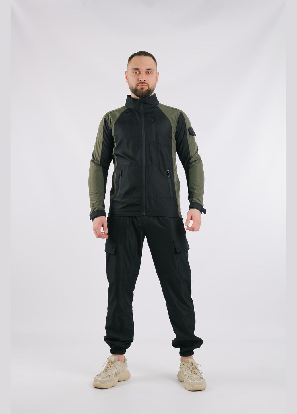 Оливковый (хаки) демисезонный мужской костюм No Brand