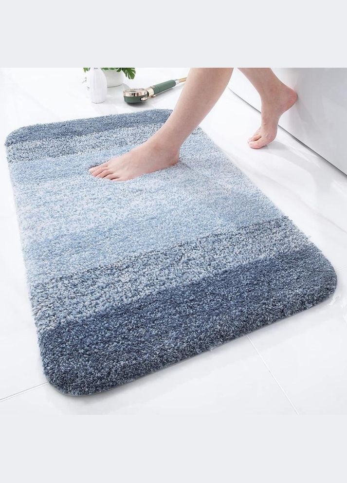 Килимок для ванної та душу килимок для ніг у ванну кімнату, мікрофібра, антиковзкий 51х76 см, градієнт синій No Brand (346530722)