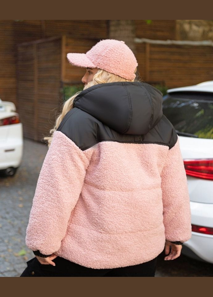 Пудрова зимня куртка жіноча зимова hp-6663 пудровий, 50-52 Sofia