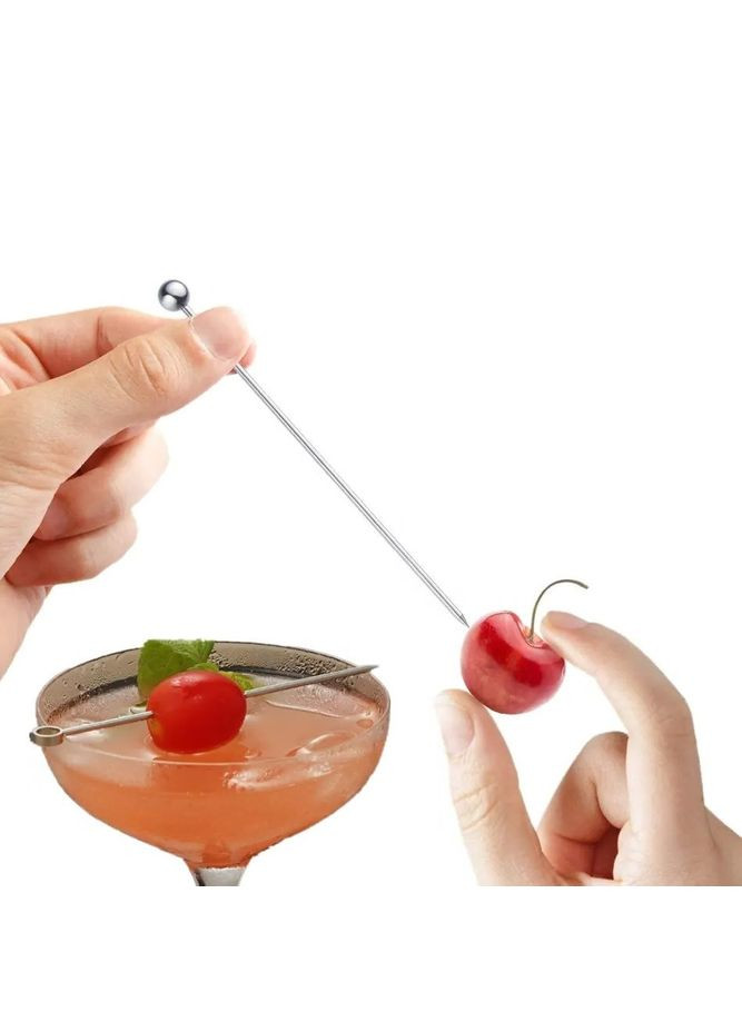 Шпажки из нержавеющей стали Перл серебро 10 шт. коктейльные многоразовые шпажки для канапе REMY-DECOR (293245123)