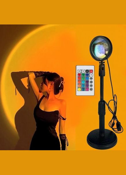 Проекционный светильник Sunset Lamp RGB эффект заката с пультом на штативе атмосферная цветная лампа No Brand (351359184)
