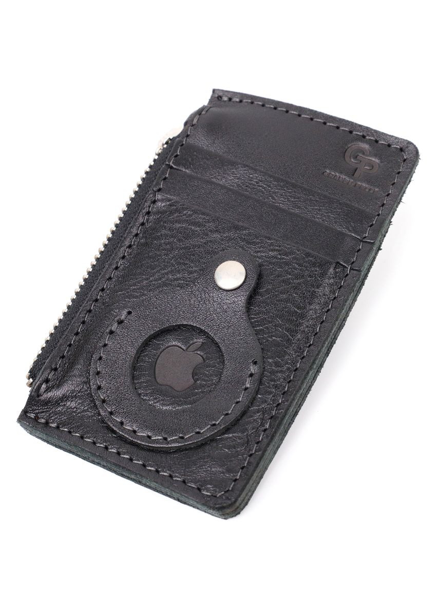 Картхолдер з утримувачем для Apple AirTag з натуральної шкіри 3 відділення чорний (sku_11628) No Brand (330012836)