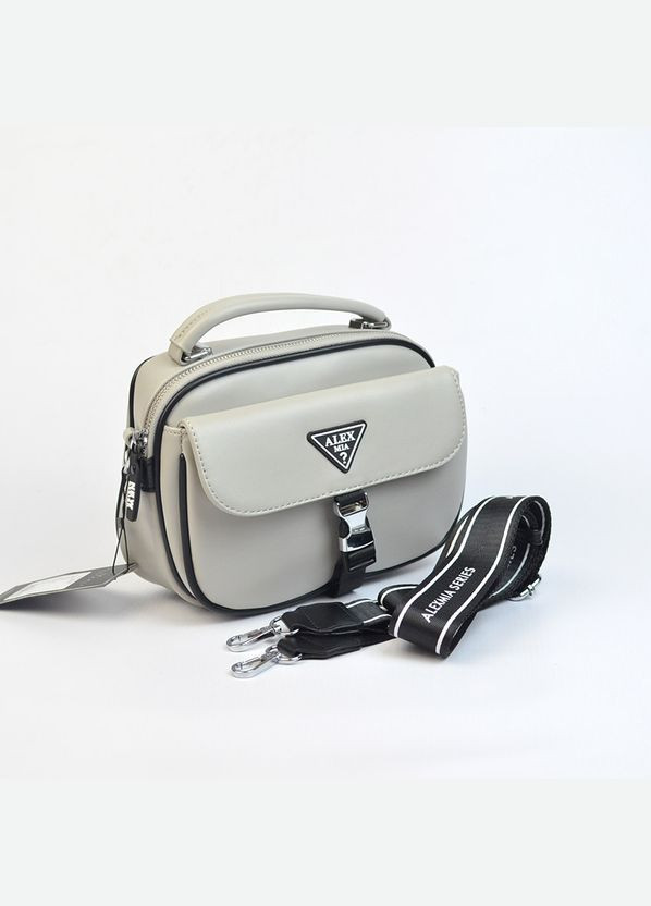 Сіра жіноча маленька сумка крос боді через плече на блискавці Alex&Mia (338182409)