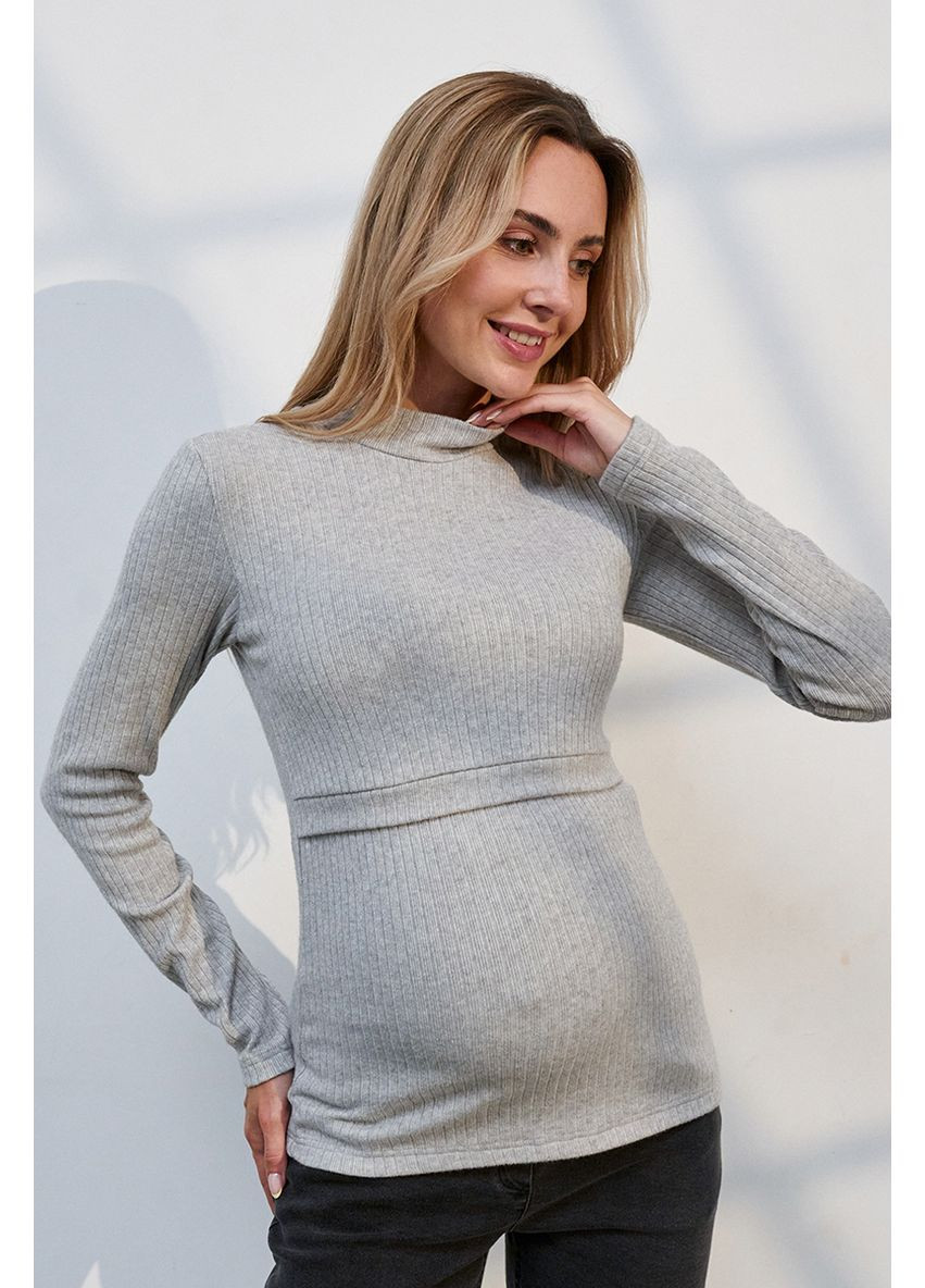 Теплый гольф для беременных и кормящих серый трикотажный из ангоры Юла мама (353677699)