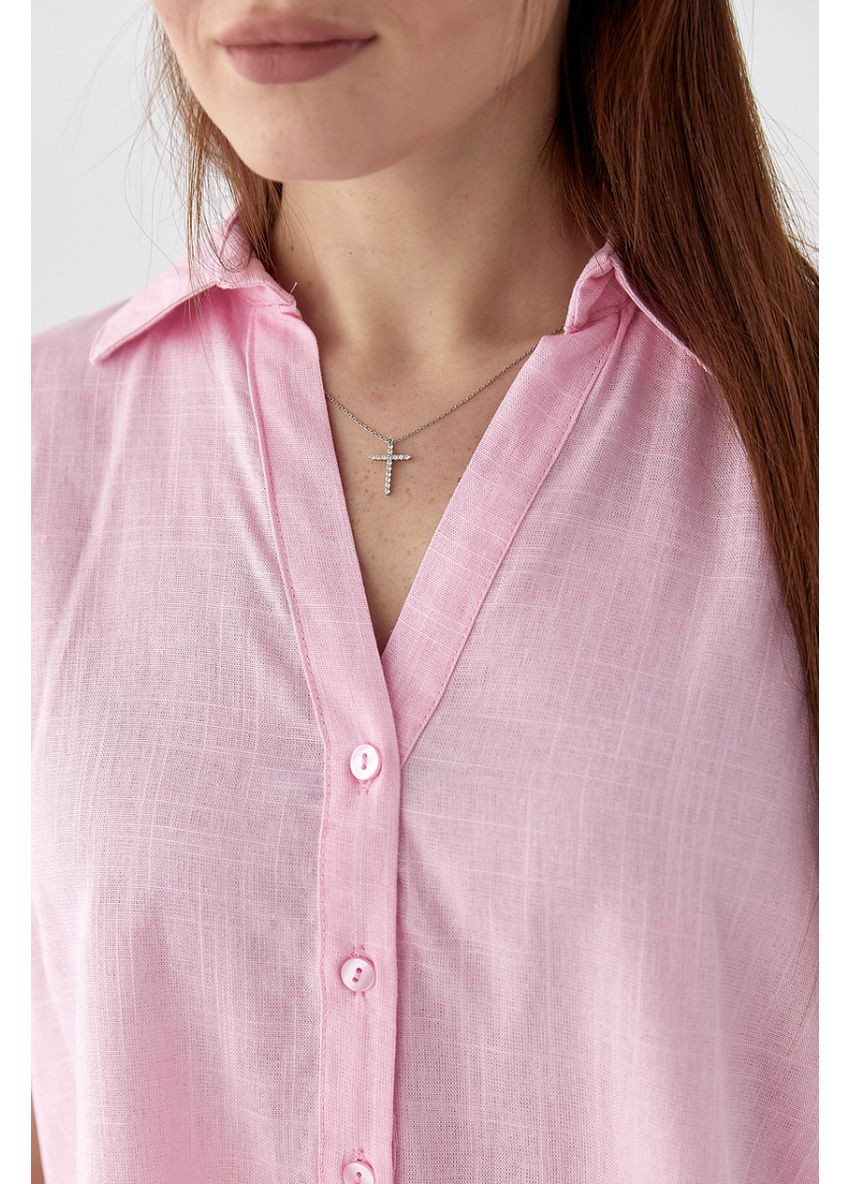 Розовая классическая рубашка однотонная Lurex