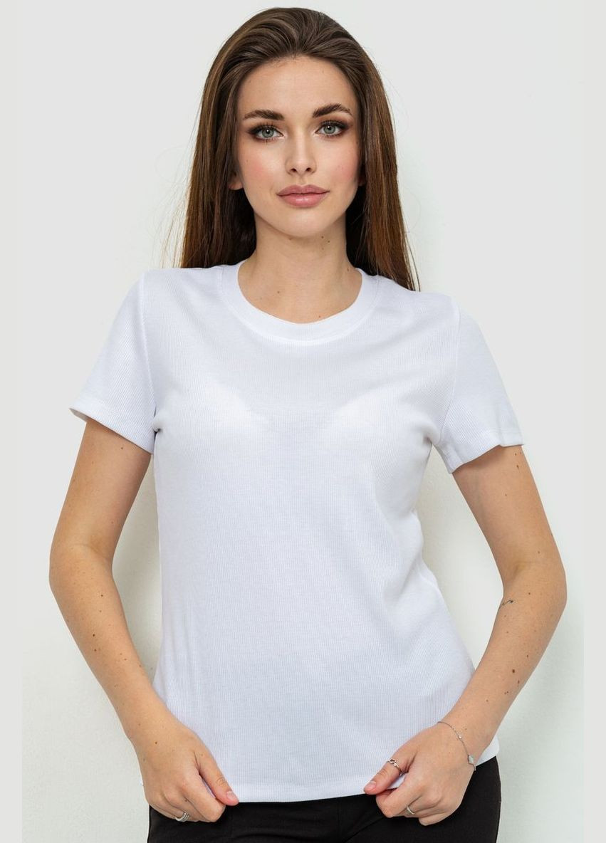 Белая летняя футболка женская в рубчик Ager 102R204-1