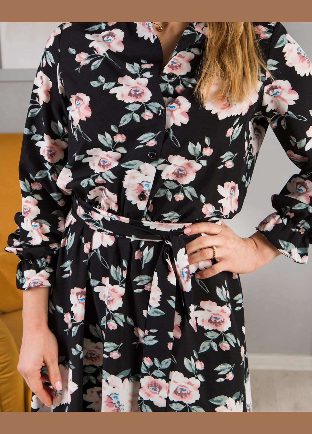 Черное летнее длинное платье 770со молочное. No Brand с цветочным принтом