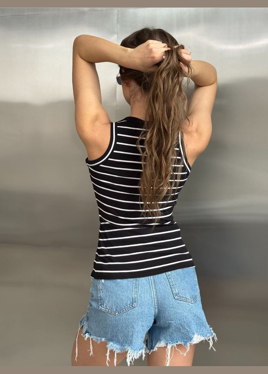 Черная майка женская в полоску премиум материал No Brand