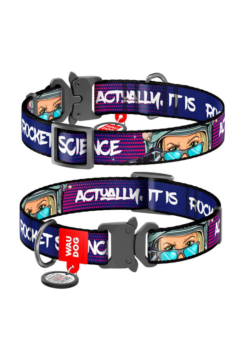 Ошейник для собак нейлоновый Nylon "Космос. Ракетостроение" Металлическая пряжка-фастекс L Ш 25 мм Дл WAUDOG (332879024)