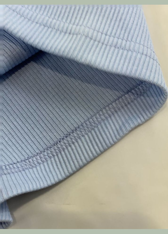 Голубой летний костюм топ и шорты в рубчик Mevis