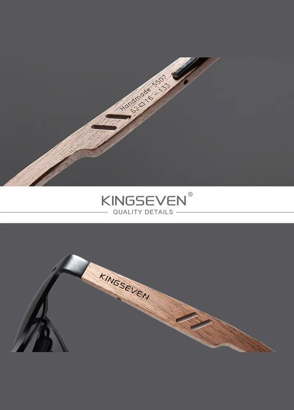 Мужские поляризационные солнцезащитные очки W5507 Black Gray KINGSEVEN (303401703)