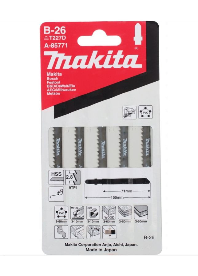 Пильное полотно HCS A-85771 (71 мм, В26, 5 шт) для универсального пропила (7293) Makita (295043036)