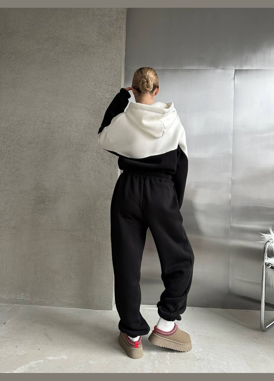 Жіночий комбінезон теплий на флісі No Brand комбінезон-брюки чорний повсякденний фліс, тринитка