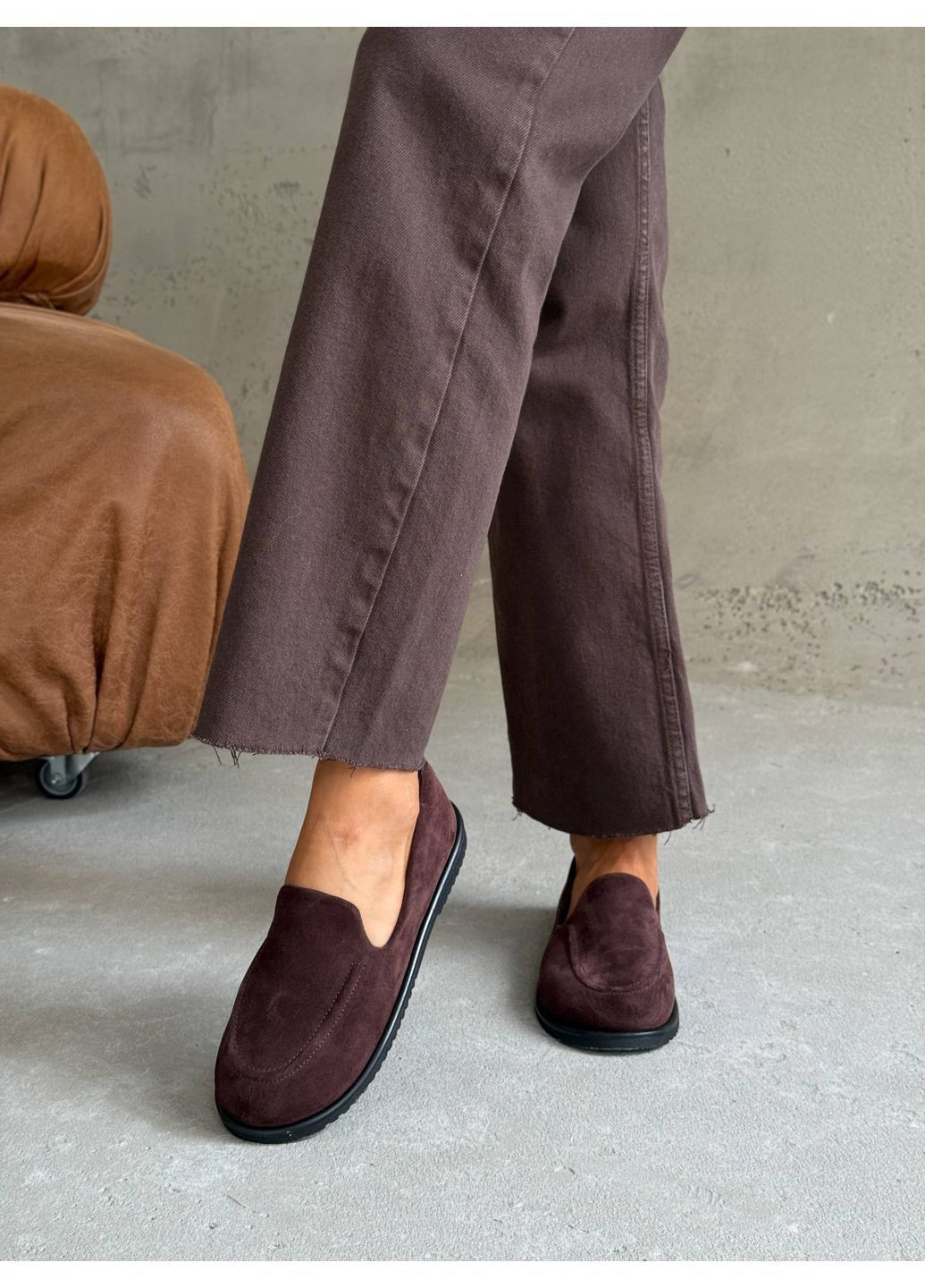 No Brand Анатомічні лофери коричневий з натуральна замша, — демісезон (369607902)