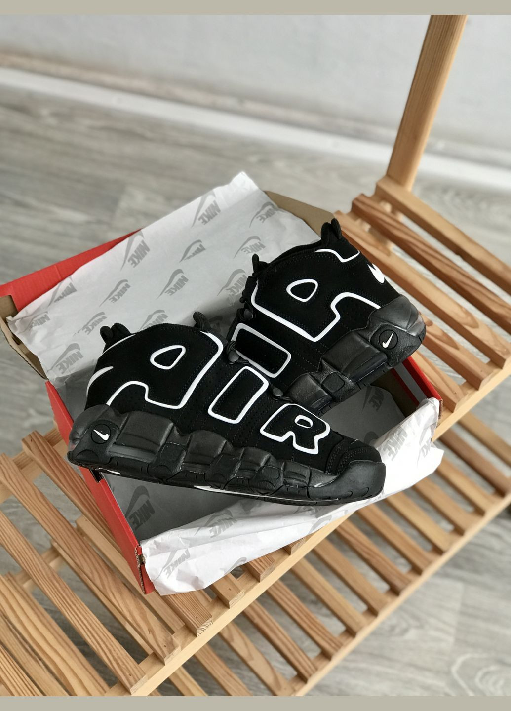 Кроссовки женские и мужские Nike Air More Uptempo black | Найк аир мор уптемпо черные No Brand чёрные всесезоны (307288662)