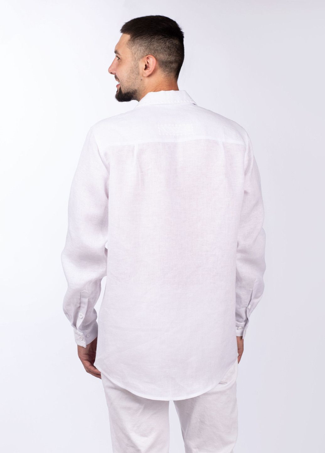 Белая рубашка мужская Едельвіка лен (322862468)