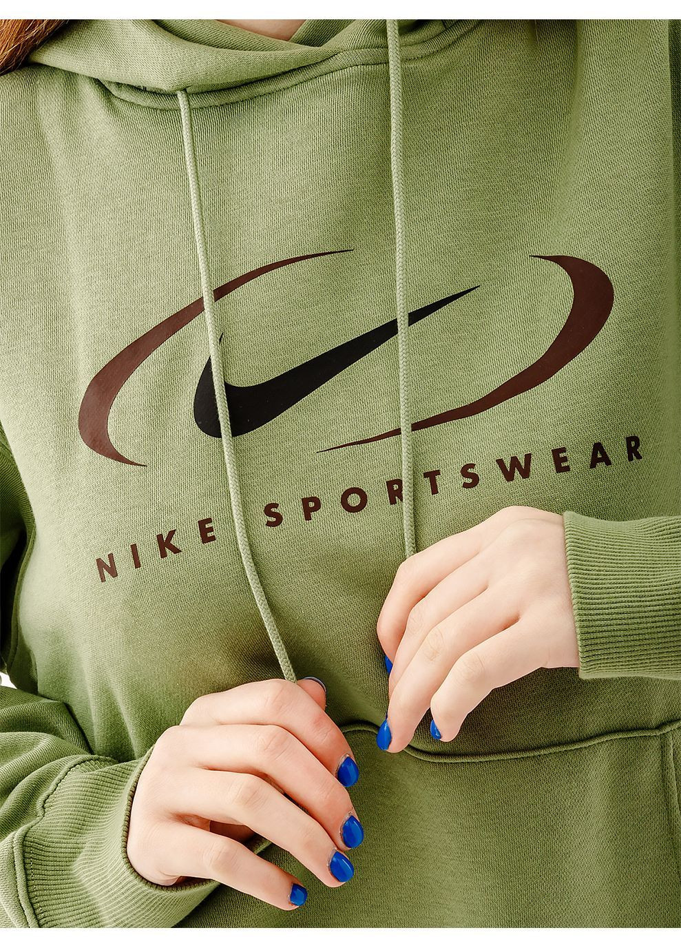 Женское Худи NS FLC OS PO HD SWSH Зеленый Nike (282316991)