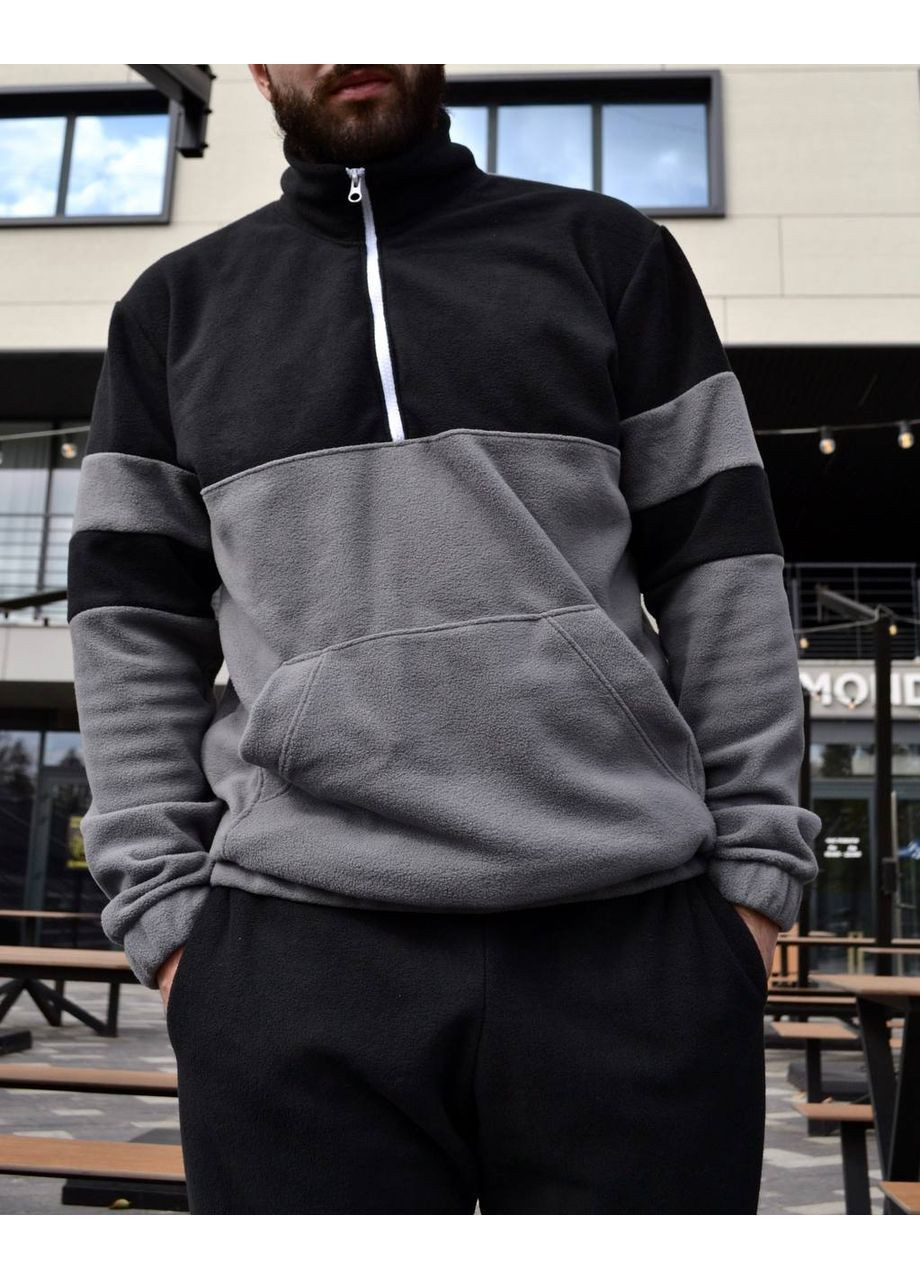 Черный зимний костюм мужской теплый флис двухсторонний No Brand