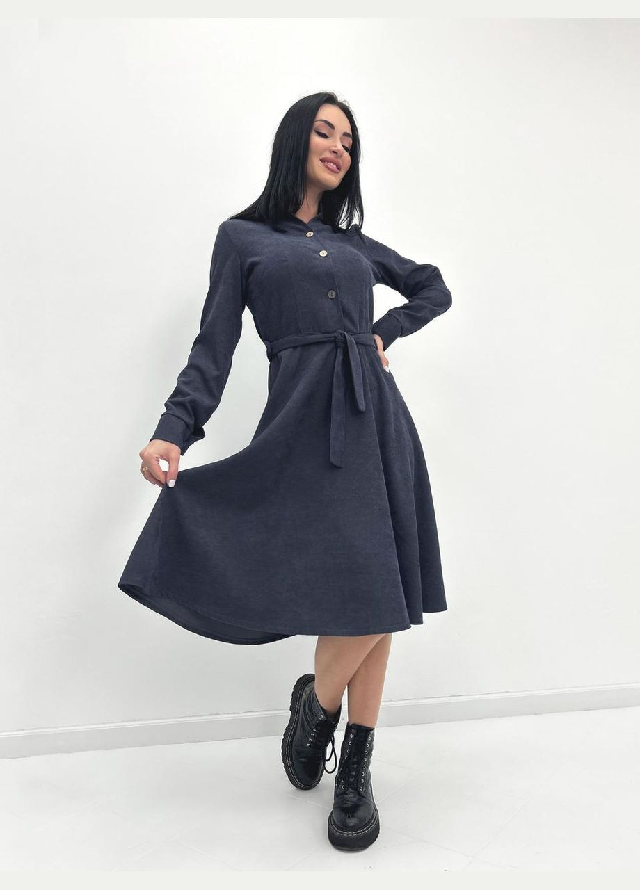 Графітова вельветова сукня міді Fashion Girl