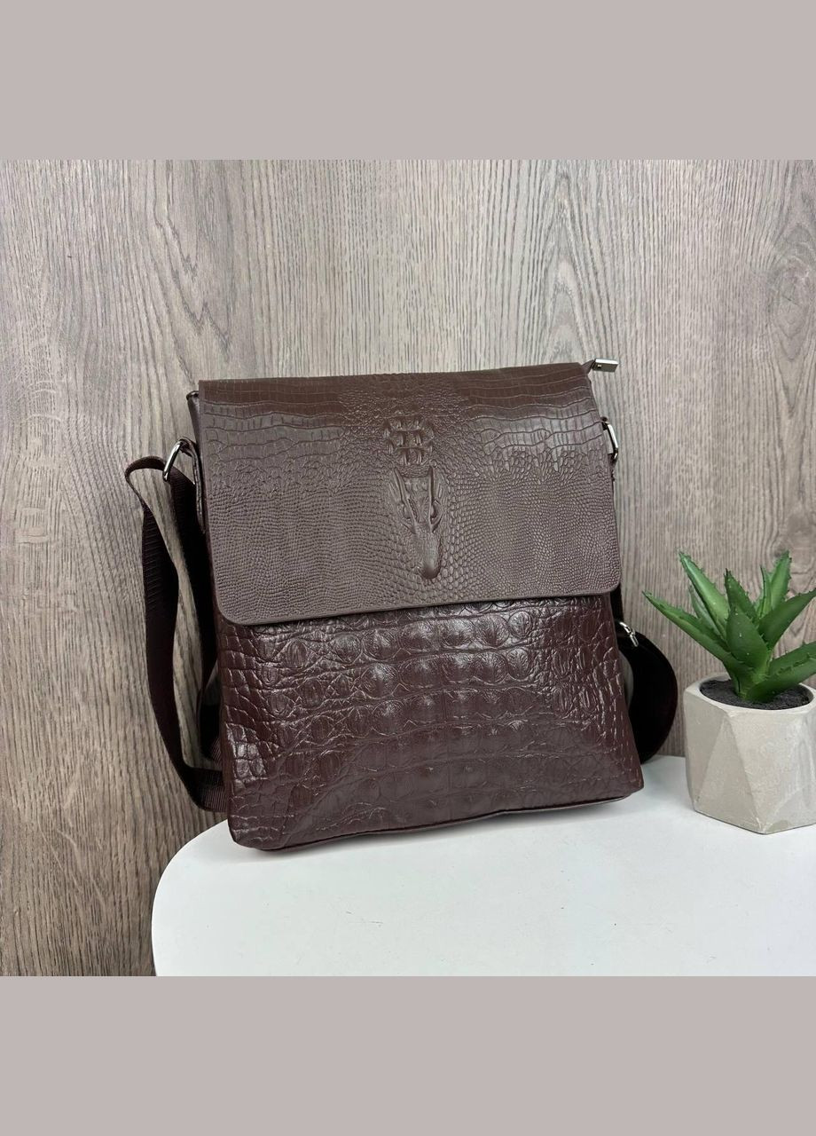 Сумка-планшет чоловіча Крокодил, чоловіча сумка через плече шкіряна барсетка планшетка під рептилію No Brand (334730751)