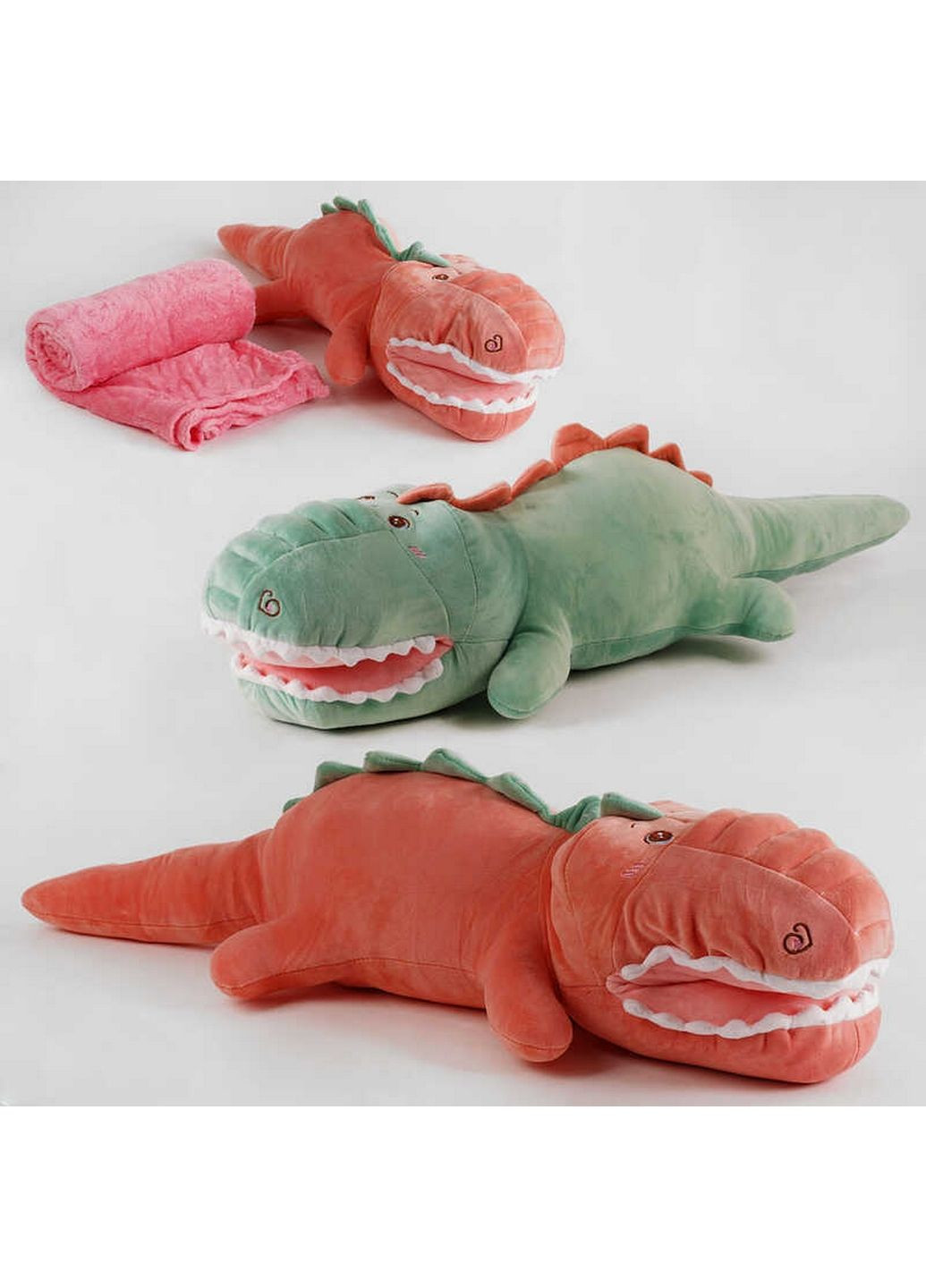 Мягкая игрушка-плед "Динозаврик", 2 цвета 77х30х15 см No Brand (289363038)