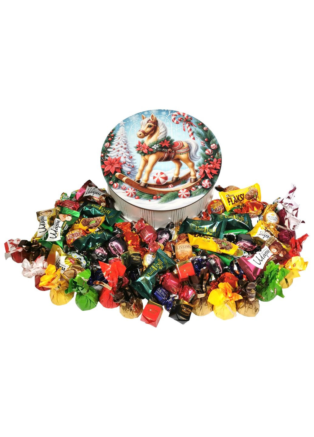 Подарок №30/7 "Сказка Рождественской лошадки" 1 кг (21х21х9 см, в деревянной коробке) Унікальна цукерка (372656406)
