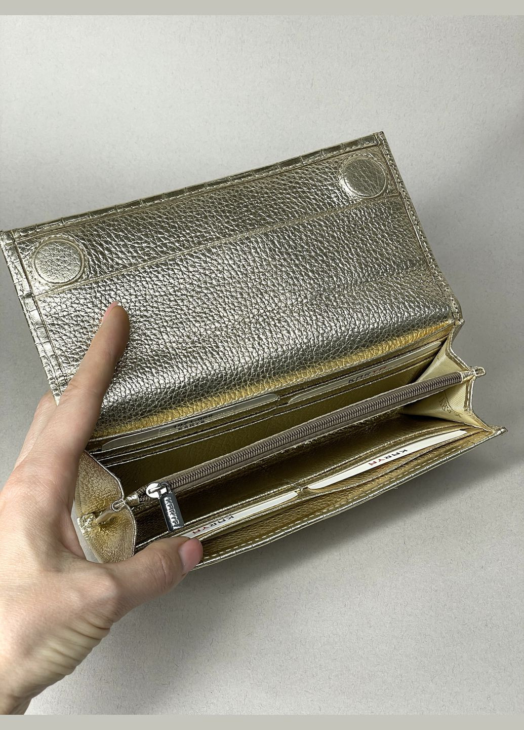 Гаманець жіночий шкіряний лак під рептилію великий Karya Гаманець (345600552)