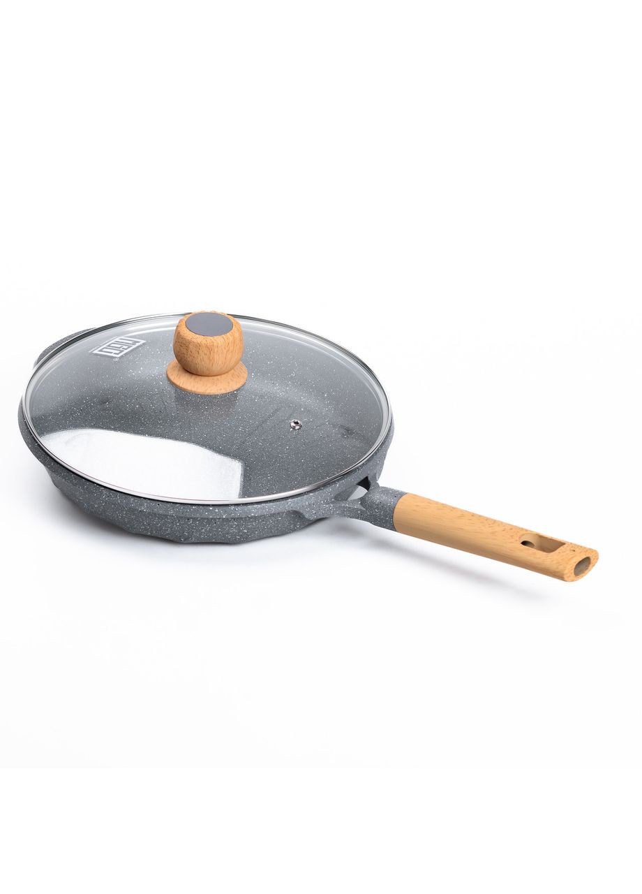 Алюмінієва сковорода 2,8 л з мармуровим антипригарним покриттям Ø 28 см сіра HP-4-425G (A-033059) MGC (342759097)