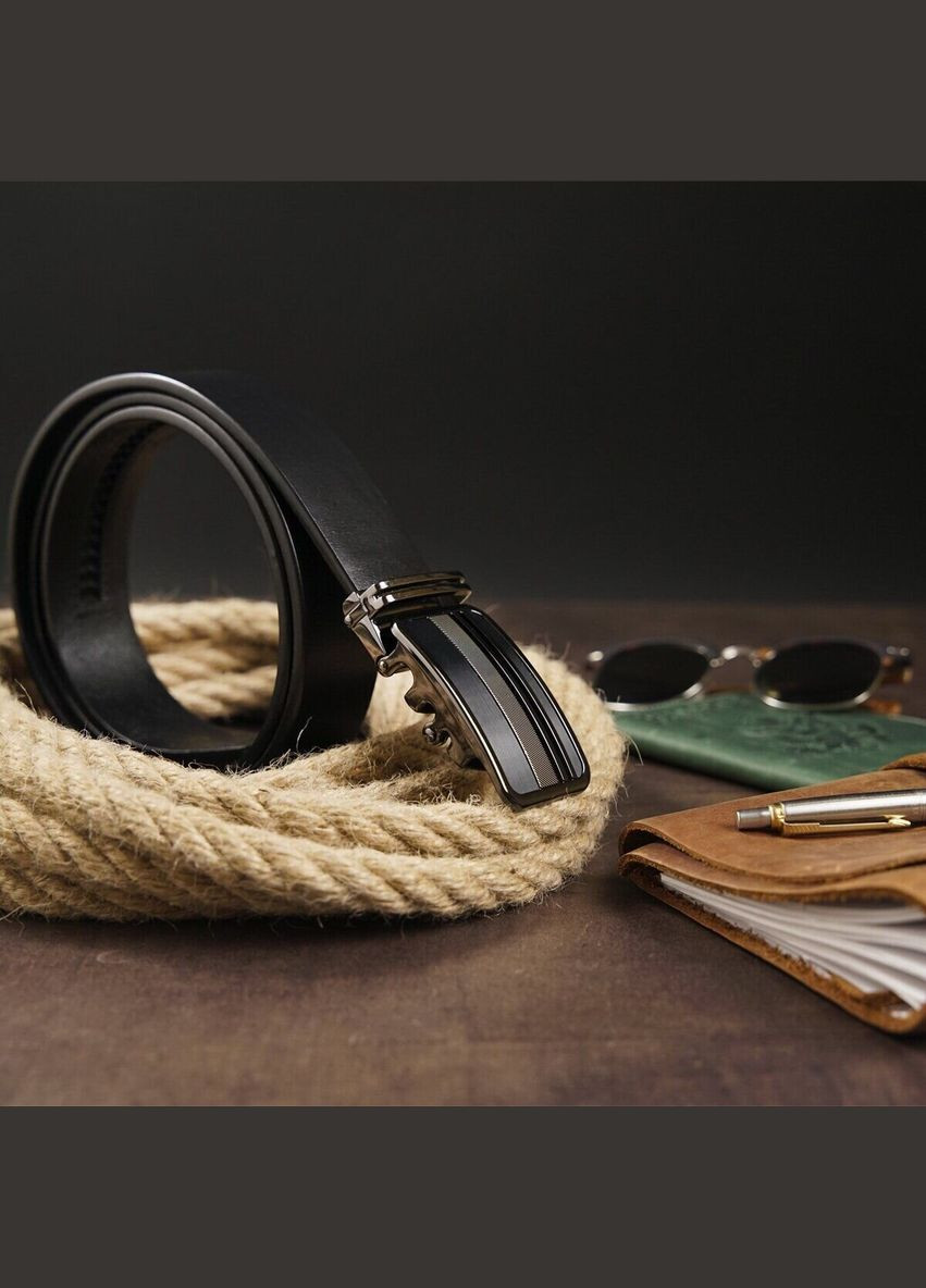 Ремень мужской с автоматической пряжкой полоски Vintage черный (sku_20292) No Brand (327819638)