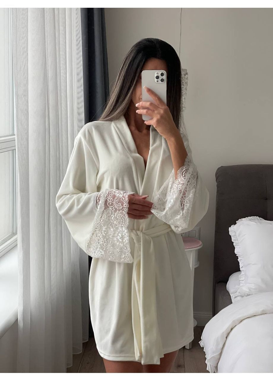 Женский велюровый халат с кружевом. Osoblyva (368726486)