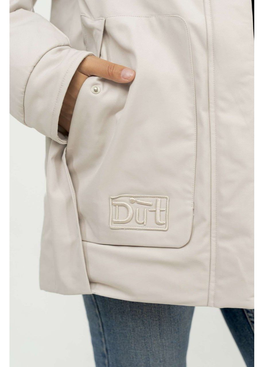 Айворі зимня куртка-парка з натуральним хутром Lora Duvetti