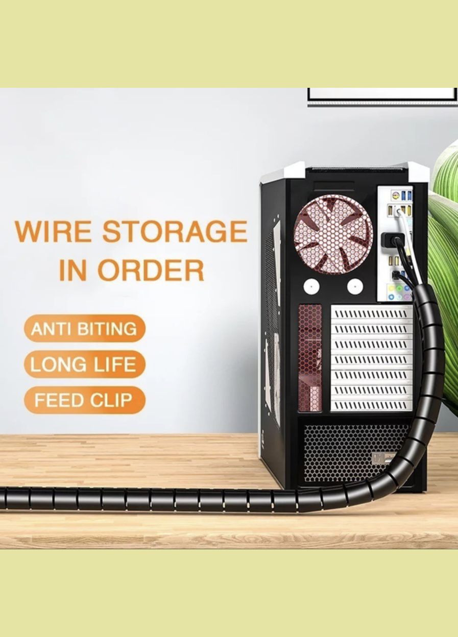 Органайзер кабеля фиксатор стяжка хомут держатель защита для проводов 2 м 10 мм Чёрный Lencent (340276248)