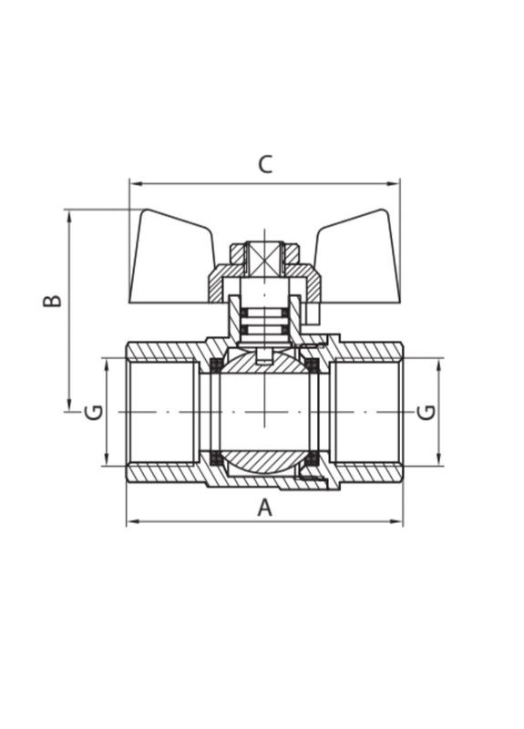 Кран кульовий KG.207 — 1/2" FF ГГБ (газ) (KR4958) KOER (315506032)
