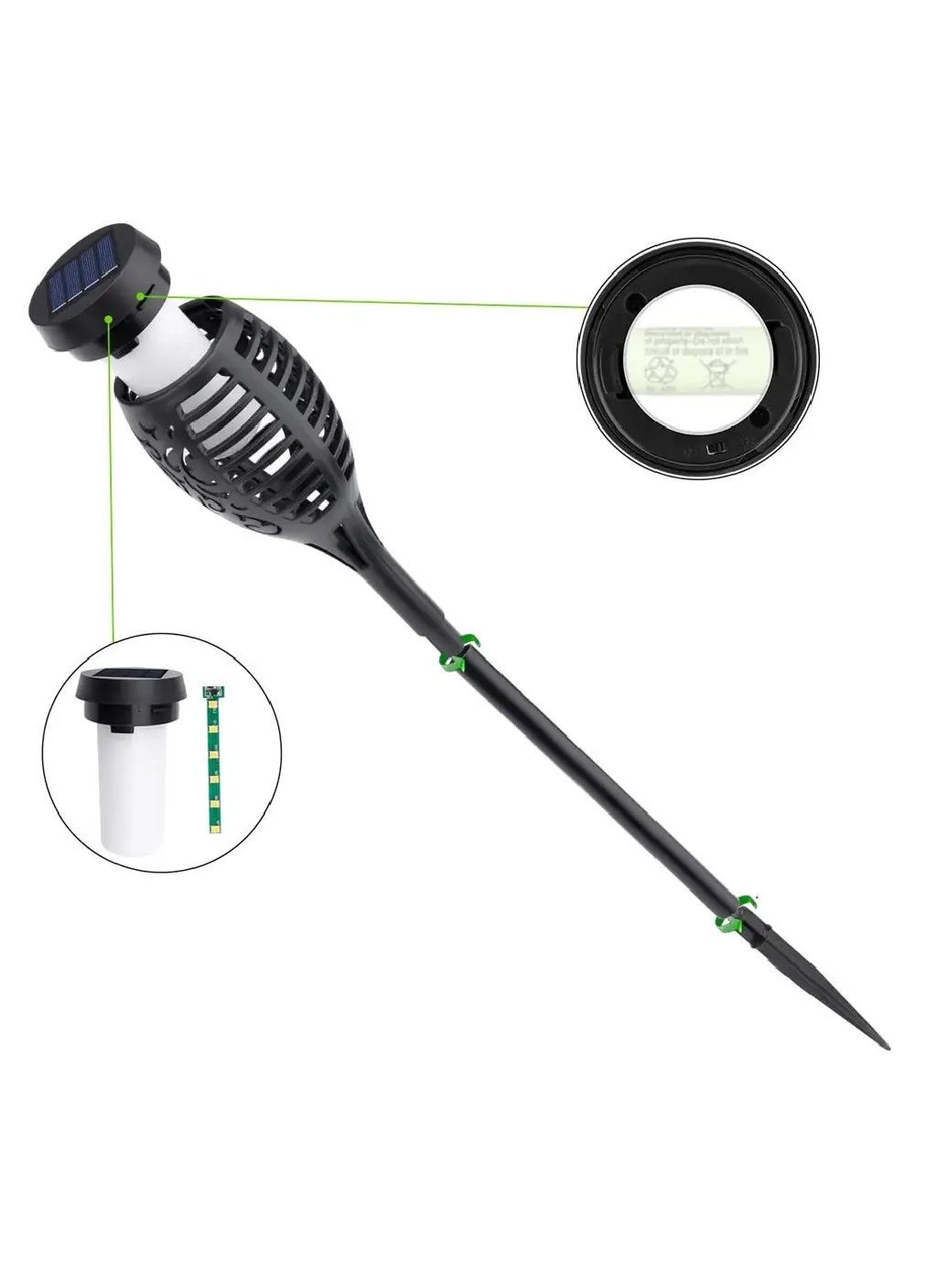 Комплект садових світильників ліхтарів факелів з ефектом полум'я на сонячній батареї 52 см 96LED 12 штук (480737-Prob) Unbranded (341382534)