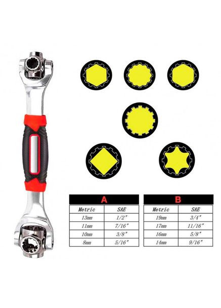 Універсальний багатофункціональний гайковий торцевий ключ - мультитул 48в1 Universal Wrench TM-38/WJ-02 Black/Red No Brand (350349292)