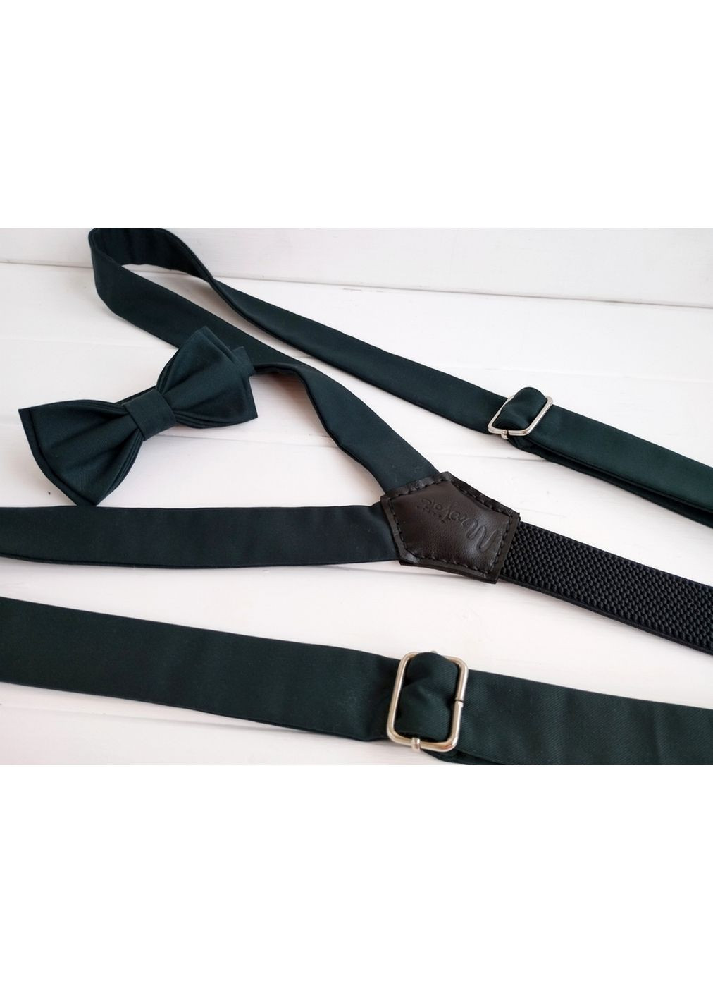 Подтяжки темно-зеленые с бабочкой Major Style (357206577)