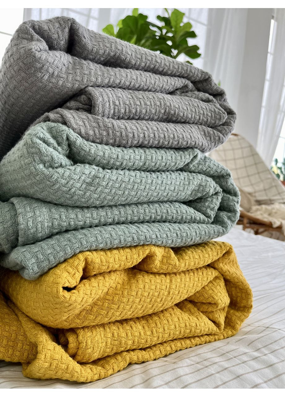 Покрывало Wheat хлопковое горчичного цвета 120х200 см ZEINTEX (315346966)