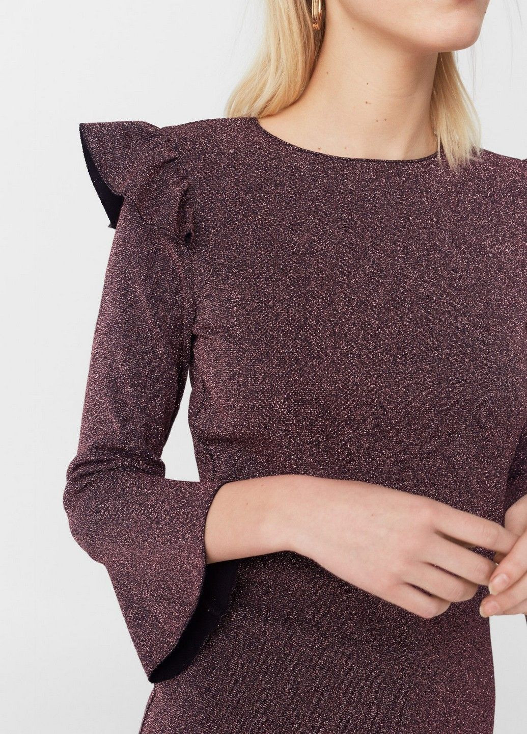 Бордовое кэжуал платье Mango