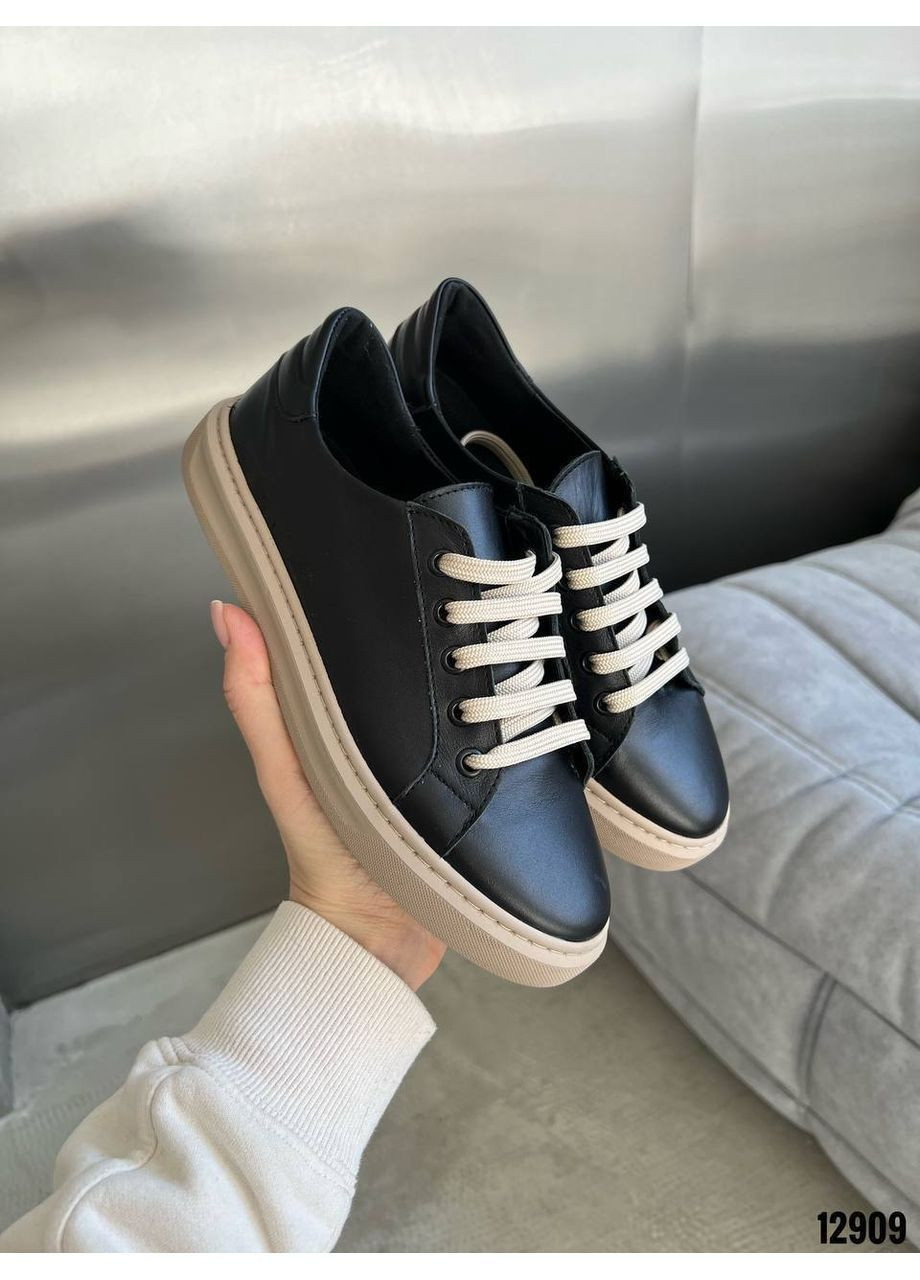 Чорні шкіряні кеди Helen