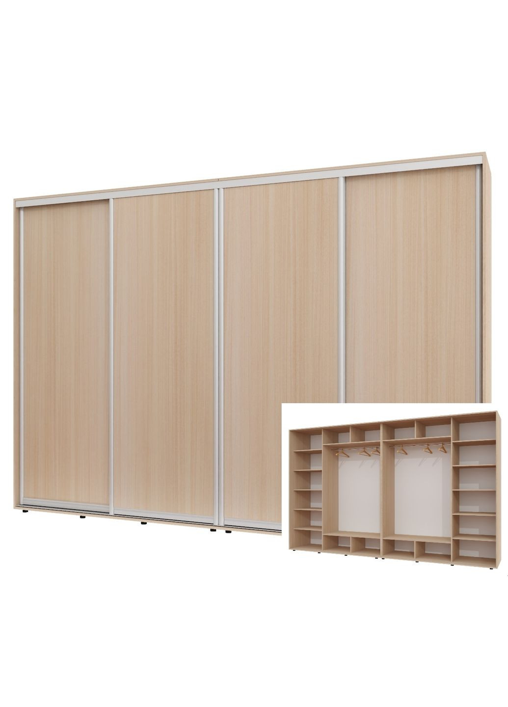 Шкаф-купе четырехдверный 340*60*240 см Дуб молочный 4 двери ДСП ШК-02 Алекса (360477428)