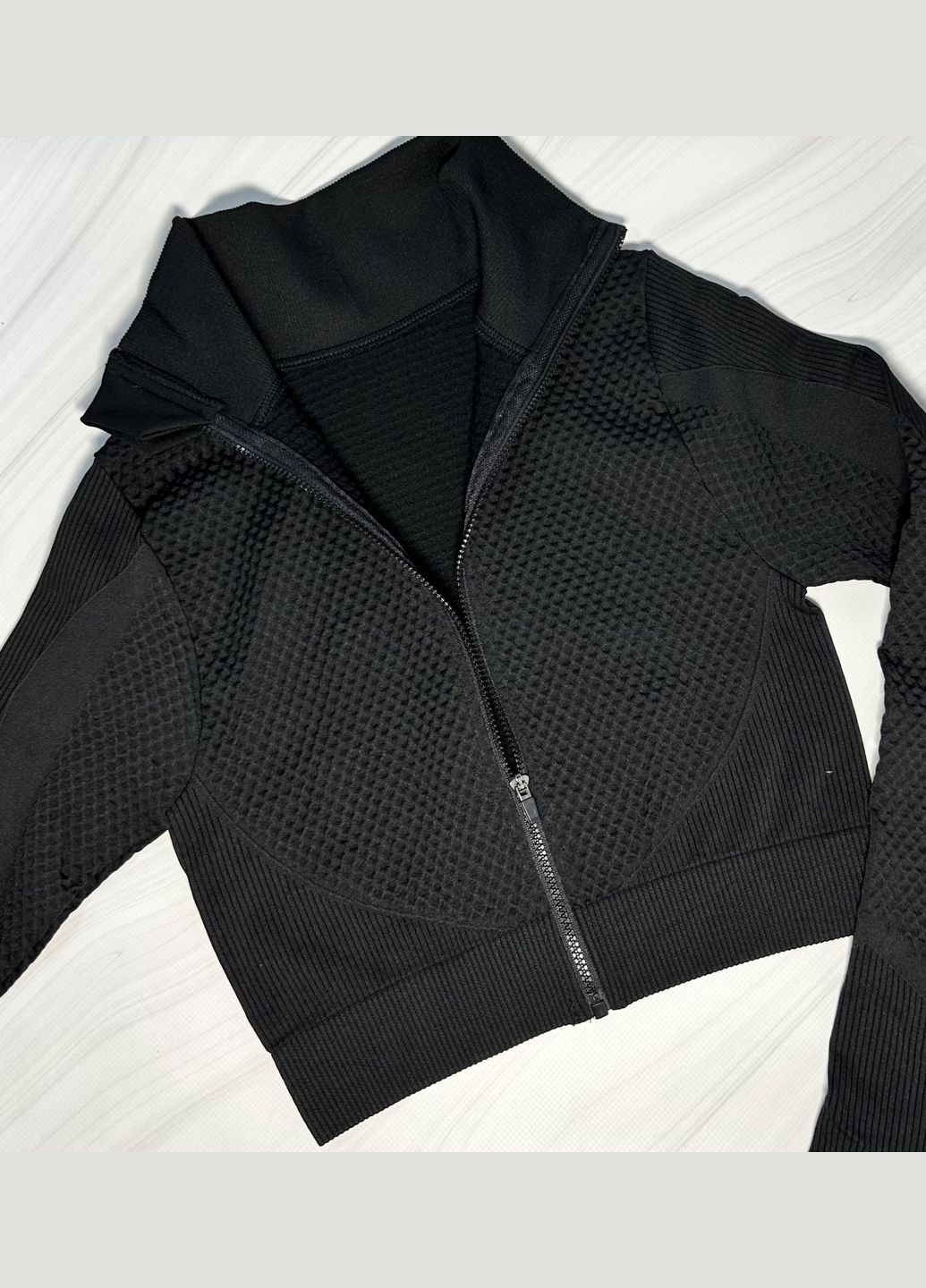 Спортивний комплект (костюм для фітнесу), легінси без пуш-ап + рашгард на блискавці No Brand (322331183)