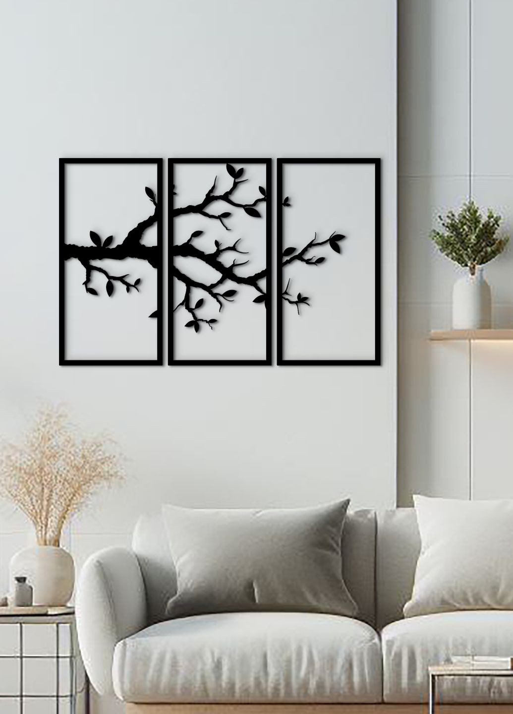 Картина лофт, настенный декор для дома "Ветвь вишни картина модульная", декоративное панно 70х110 см Woodyard (292112432)