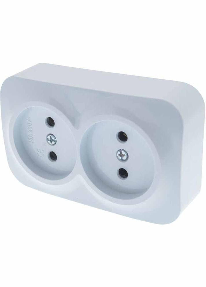 Розетка накладна Country подвійна Біла (QM-РН-00030) Quantum (311600686)