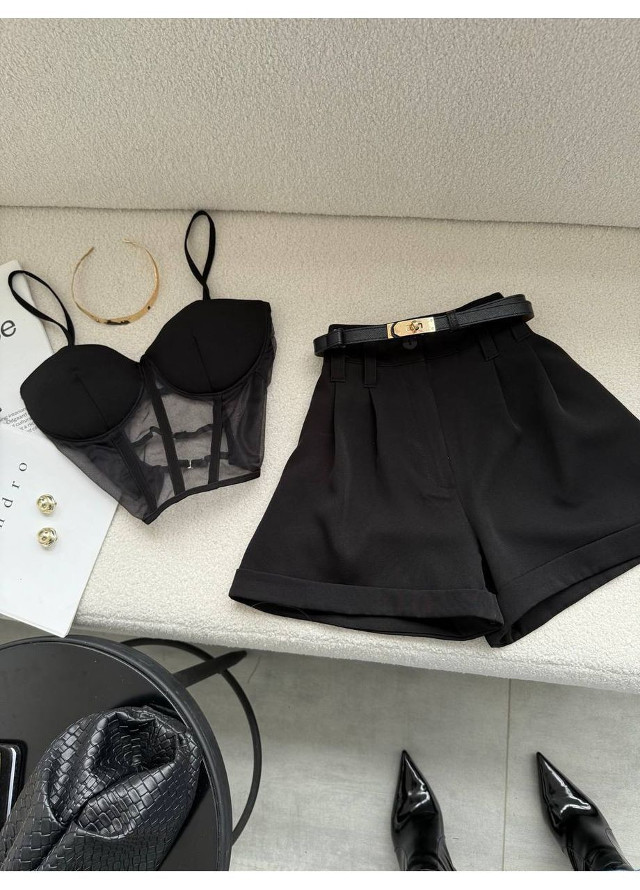 Жіночий костюмний костюм топ-корсет та шорти No Brand Б1436/1437-488 (367089179)