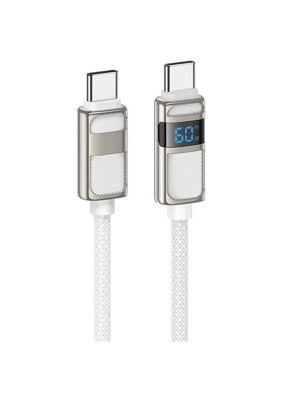 Дата кабель U137 Line with display Type-C to Type-C 60W (1.2m) White Hoco (386034192)