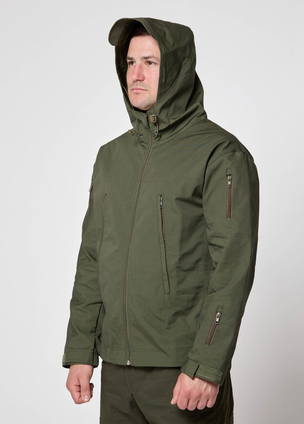 Оливкова демісезонна куртка чоловіча канвас олива UKM